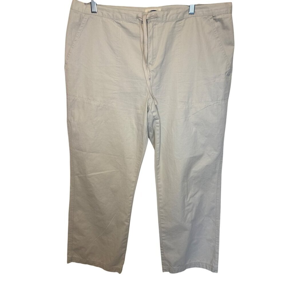 Old Navy Womens Beige Drawstring Pants Size 18 Relaxed Fit 100% Cotton